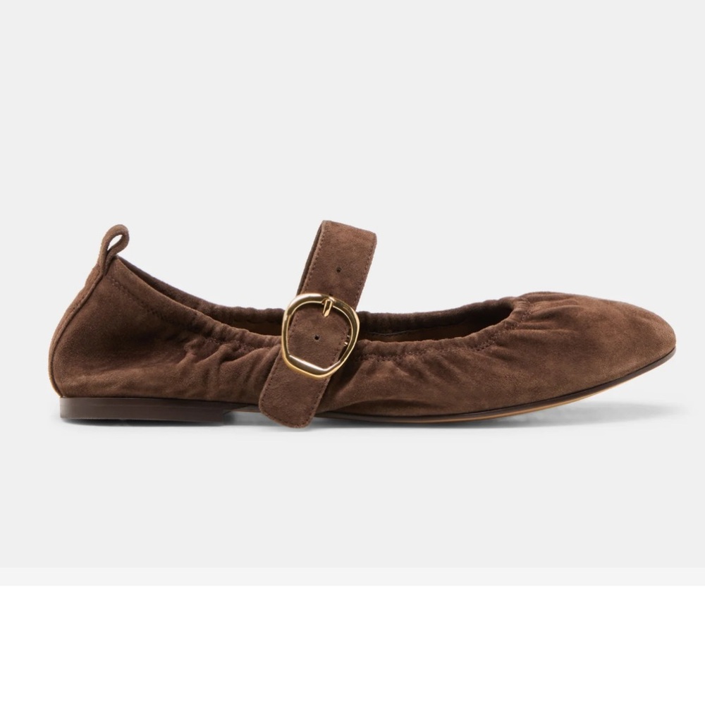 Caely Ballet Flat Brown Suede with Buckle